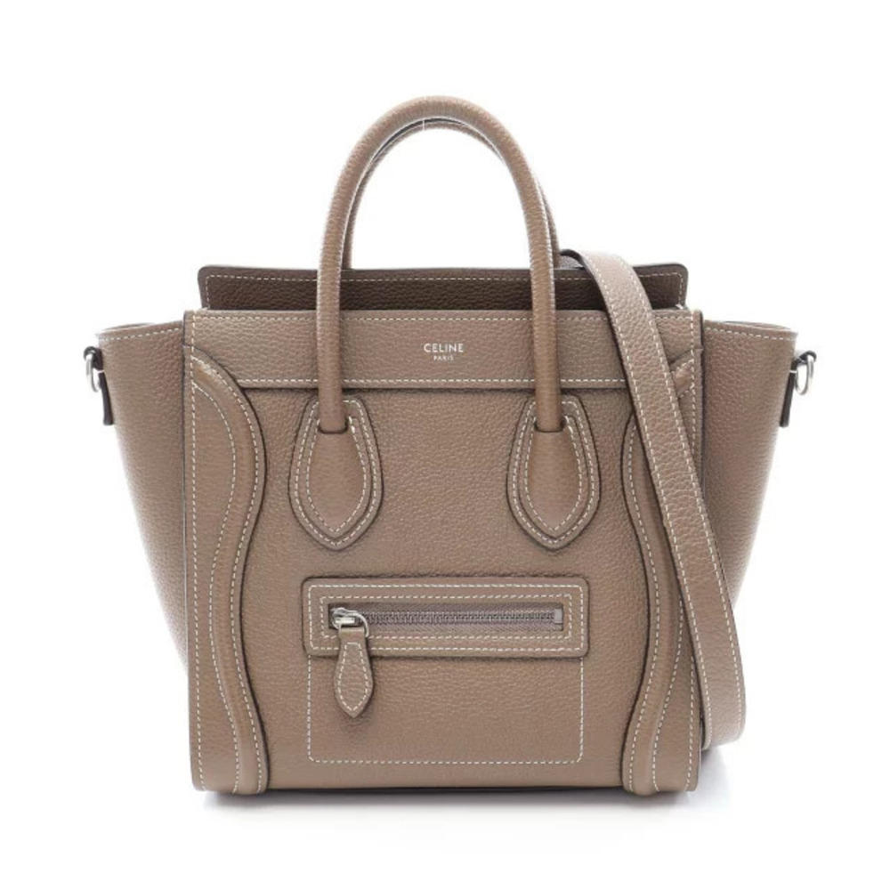 Celine Luggage Shopper Handbag Leather Beige Tan Brown